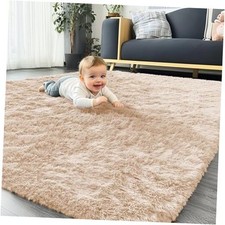 5x7 Machine Washable Large Area Rugs for Living Room, Bedroom, 5x7 Feet Beige