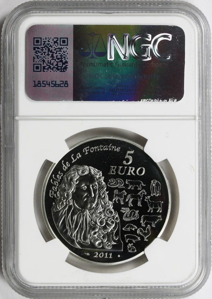 Francia Plata 2011 5 € Euro Año del Conejo NGC PF68 CAMAFEO Foto 2 de 4