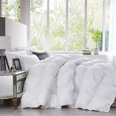 Luxurious King/California King Goose down Comforter, Unique White Pinch Pleat, 6