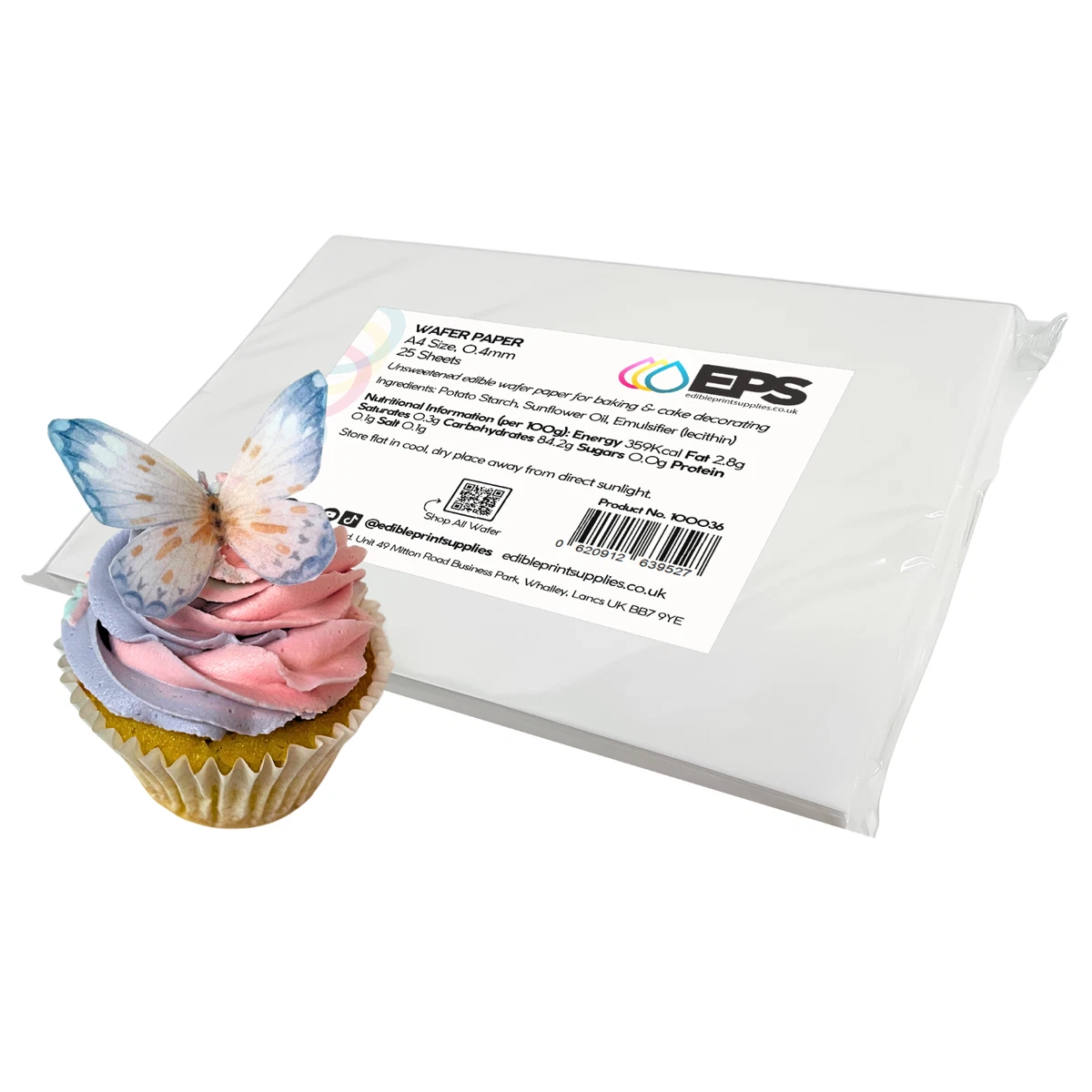 EPS A4 Oblatenpapier 0,4 mm (Reispapier) für essbaren Druck & Kuchen (25 Blatt)