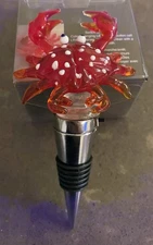 Rare Pier 1 Imports  LED Bottle Stopper  Glass Crab w/Color Changing Lights -New