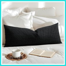 Linen Throw Pillow Cover Set of 1 Decorative Long Lumbar Pillowcase Rectangle...