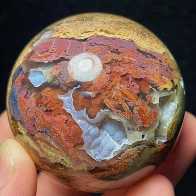 Rare 235G Natural Beautiful Colorful Moss Agate Sphere Healing Agate L8206