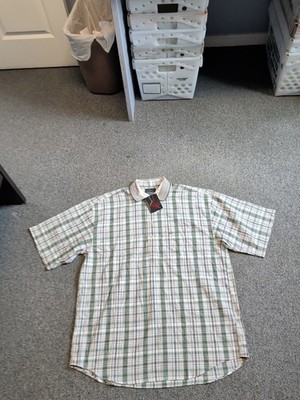 NEW MENS GREG NORMAN COLLECTION SHORT SLEEVE PLAID POLO GOLF SHIRT SIZE LARGE