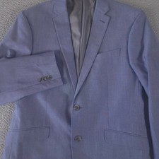Kenneth Cole Reaction Blazer Mens 40R Blue Textured Two Button Sport Coat Jacket