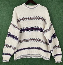 Vintage 90  s Isle Of Cotton Fair Isle Cotton Sweater Men  s Size Large USA Made