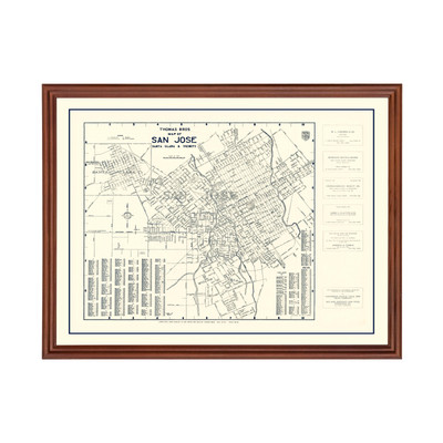 Old Map of San Jose, CA 1920 - Vintage San Jose California A