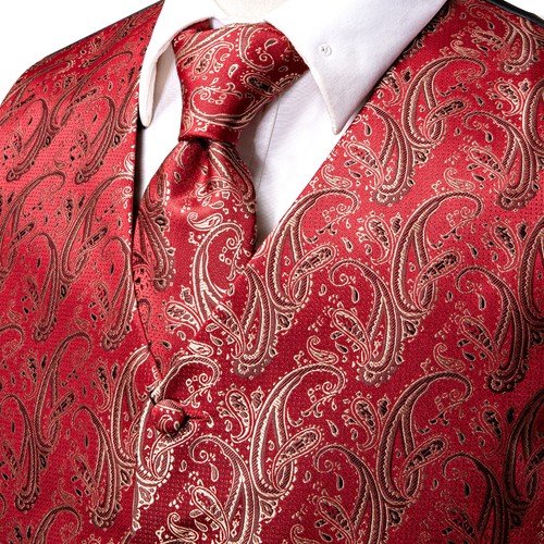 Men's Tuxedo Vest & Bowtie/Necktie Set, Classic Formal Waistcoat Paisley Floral - Picture 79 of 224