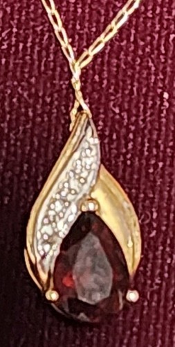 Macys Vintage 14k and 18k Gold Jewelry Precious Garnet Necklace 3.2g - Picture 3 of 11
