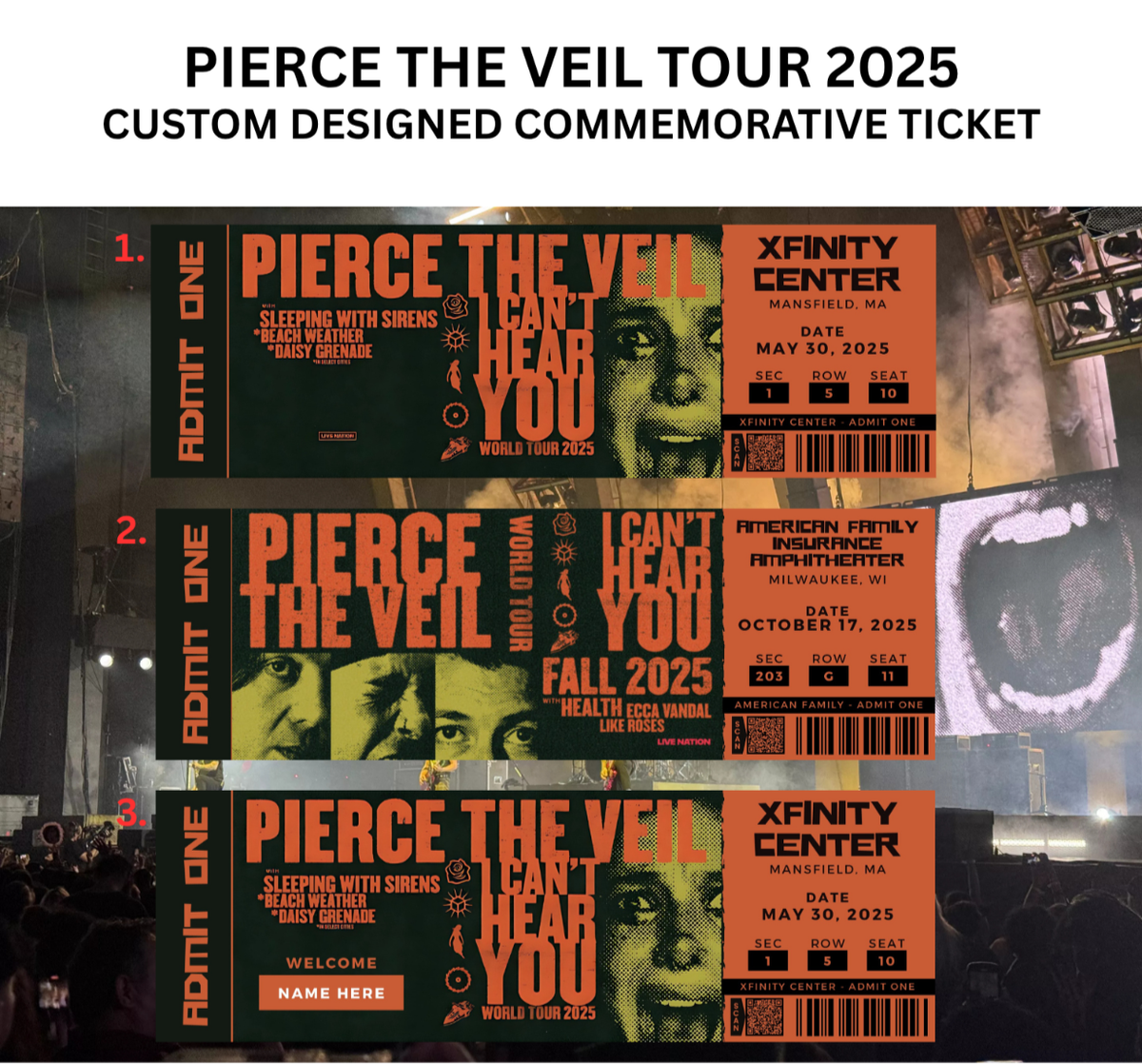PIERCE THE VEIL World Tour 2025 Custom Commemorative Concert