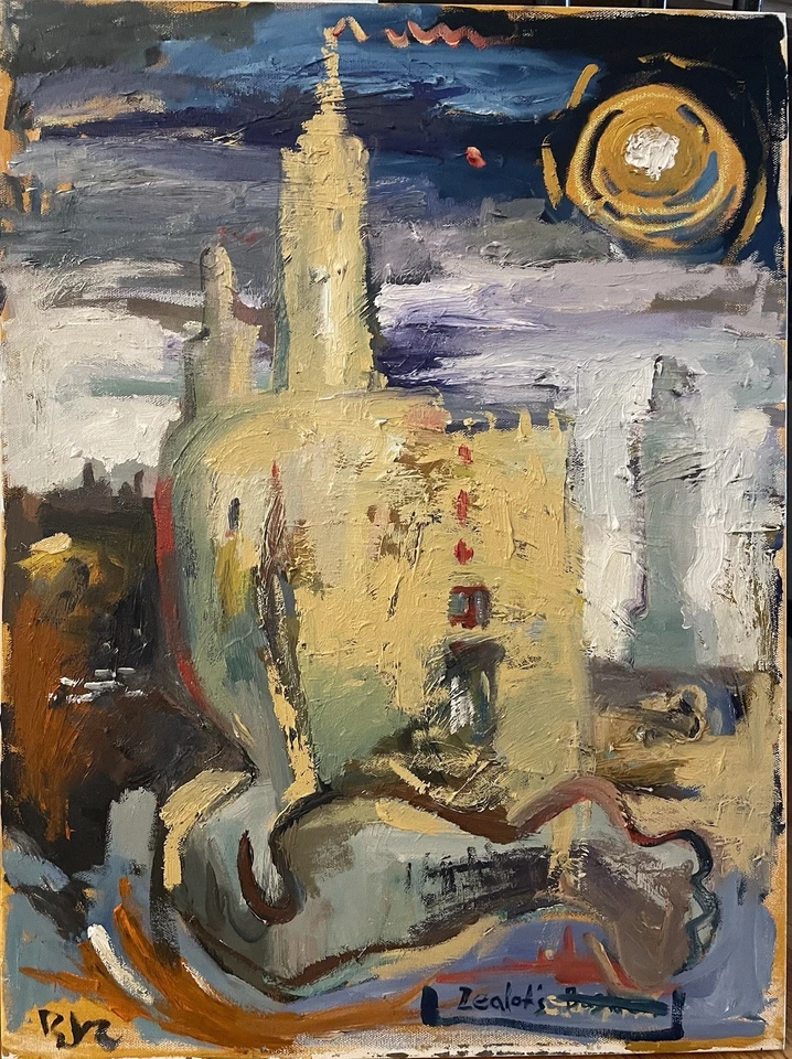 Figura Castillo Surrealismo "Baluarte del Felote" Original Pintura al Óleo Lienzo 18x24 Foto 2 de 3