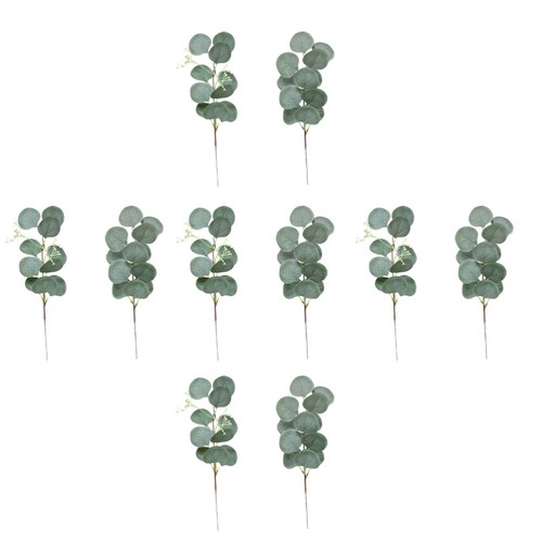 10 pezzi di simulazione fiore eucalipto foglie decorazioni per feste di nozze - Imagen 8 de 12