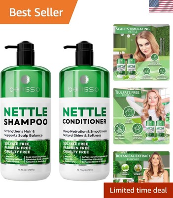 Nettle Shampoo and Conditioner Set - Sulfate Free to Boost Volume - Thickenin...