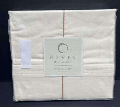 HAVEN Hotel Collection 100% ORGANIC COTTON Queen Flat Sheet 250 Thread Count NEW