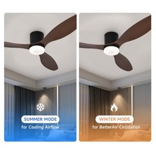 Modern 52" Ceiling Fan Light Dimmable Quiet DC Motor 6 Speed Remote App Control