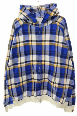 A Bathing Ape Full Zip Hoodie L Size Plaid Blue Brand Vintage Clothing Vector Us