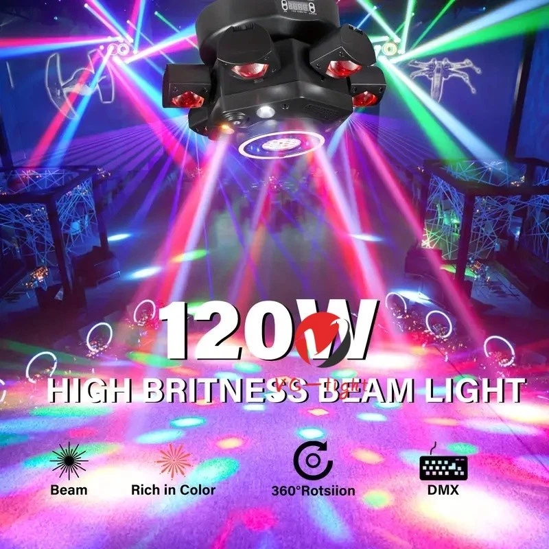New 6 Arm Laser Beam Strobe Moving Rotation Stage Effect Light for Home Party - Image 2 of 4