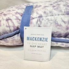 Pottery Barn Kids Mackenzie Lavendar Nap Mat Tie Dye Heart Cover Carry Strap NWT
