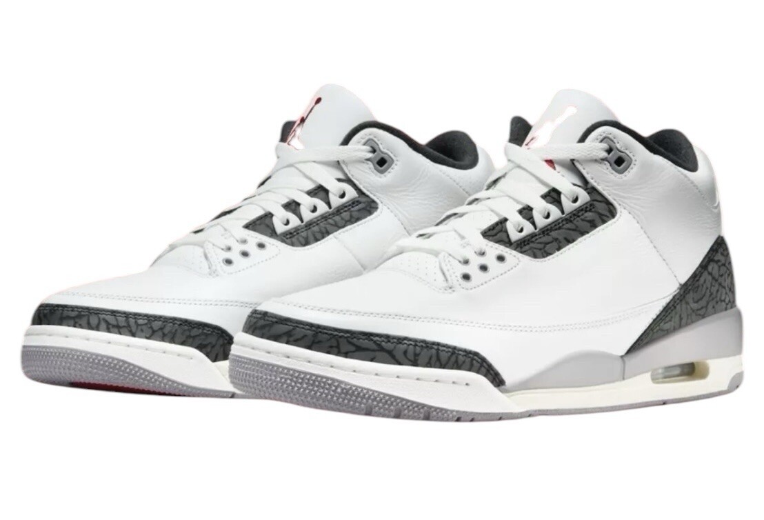 Nike Air Jordan 3 Retro Cement Grey White Sneakers Men Shoe Size