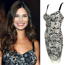 VERY SEXY! DOLCE&GABBANA DRESS it44 beige bustier corset brace iimitation lace