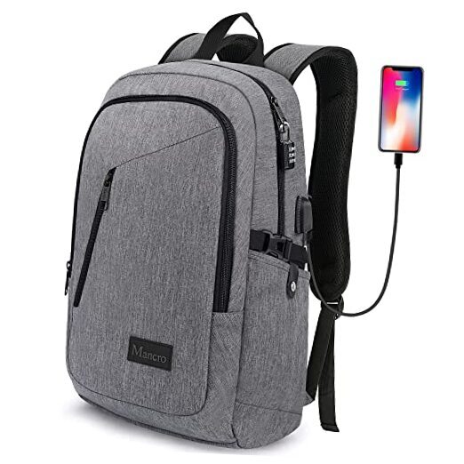 Anti-Theft 15.6 Inch Grey Travel Laptop Backpack for Men