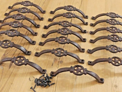 MIDWEST CRAFT HOUSE 20 Cast Iron RUSTIC Drawer Pulls Handle Texas Star Fancy Western Cowboy Cabinet
