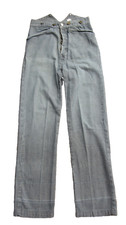 Vintage 28 X 30 Sun Faded Denim Suspender Trouser Reenactment Cowboy Frontier