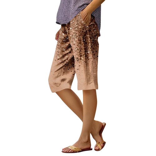 Women's Fashion Printed Pocket Elastic Waist Casual 5/10 Pants - Picture 9 of 39
