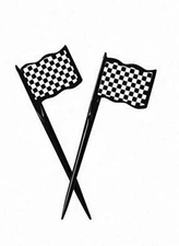 Creative Converting 12 Count Check Plastic Flag Picks, Black/White, One Size