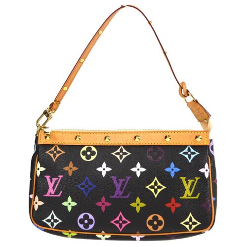 Louis Vuitton Pochette Accessoires Handbag Black Multicolor M92648 SD1014 98752 - Picture 1 of 10