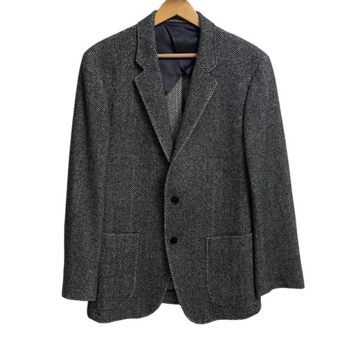 Theory Herringbone Tweed Sport Coat Jacket Men's 42 Wool Blend Two Button Grey