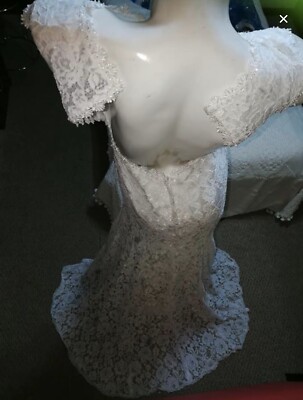 Wedding Bridal Gown, Size M, White, Open Back, Classy, Elegant, Tummy Control