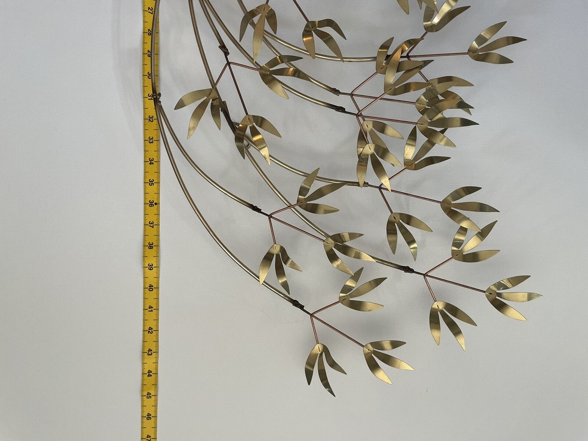 c.jere 82' メタルウォールスカルプチュア curtis jere Signed 1982 Curtis Jere Brass Bamboo Leaves Wall Sculpture
