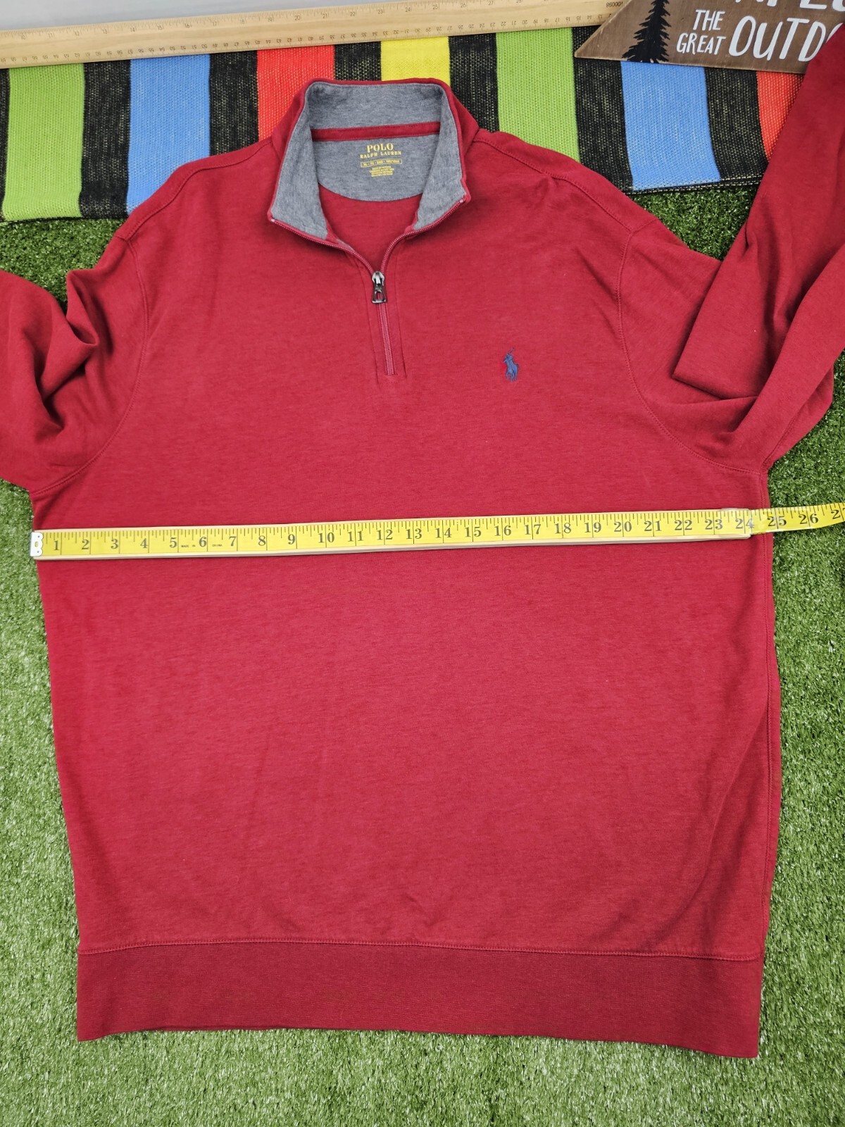 Polo ralph lauren uomo felpa quarto zip taglia XL rosso pony logo soft touch