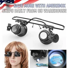 20x Magnifying Eye Magnifier Glasses Loupe Lens Jeweler Watch Repair LED Light