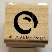 Wood/Rubber Stamp Single Swirl Design Circle Balloon 1999