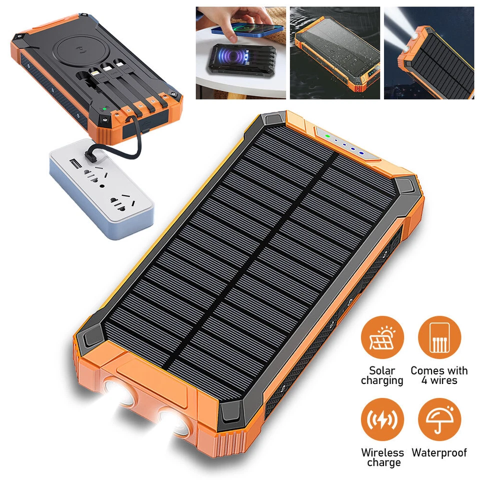 2025 Super 36000mAh banco de energia solar 4 USB carregador rápido portátil para celular - Imagem 3 de 4