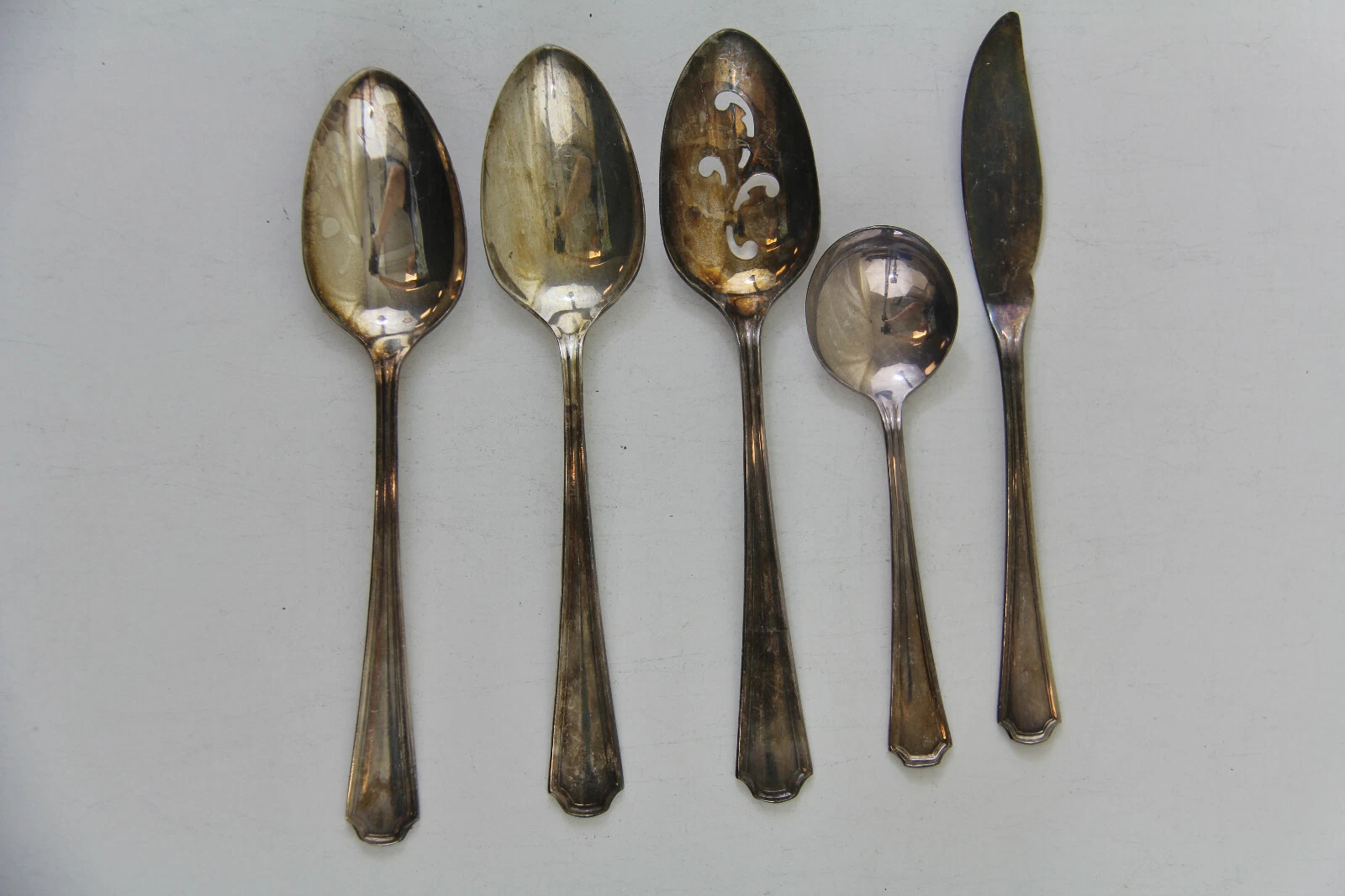 VINTAGE ONEIDA CLAIRHILL FAIRHILL 5 SERVING PIECES SPOON FLATWARE SILVERPLATE