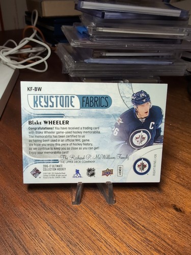 2016-17 Ultimate Collection Keystone Fabrics Gold /49 Blake Wheeler #KF-BW - Afbeelding 2 van 2