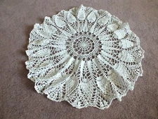 Beautiful Collectible Handmade Crocheted Doily White 22 Inch NICE