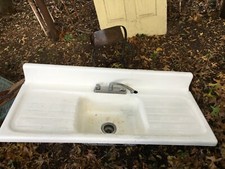 VTG cast iron Porcelain Double Drain Farm , sink, 53" X 22"