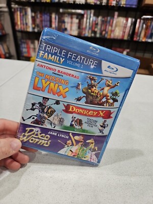 Family Triple Feature Blu-ray Missing Lynx, Donkey X, Disco Worms Kids Movies  
