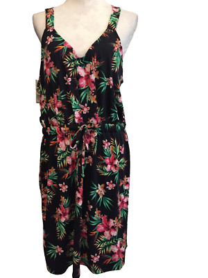 West Loop Drawstring Dress, SZ XL, V-neck,  Elastic Waist with pull string NWT