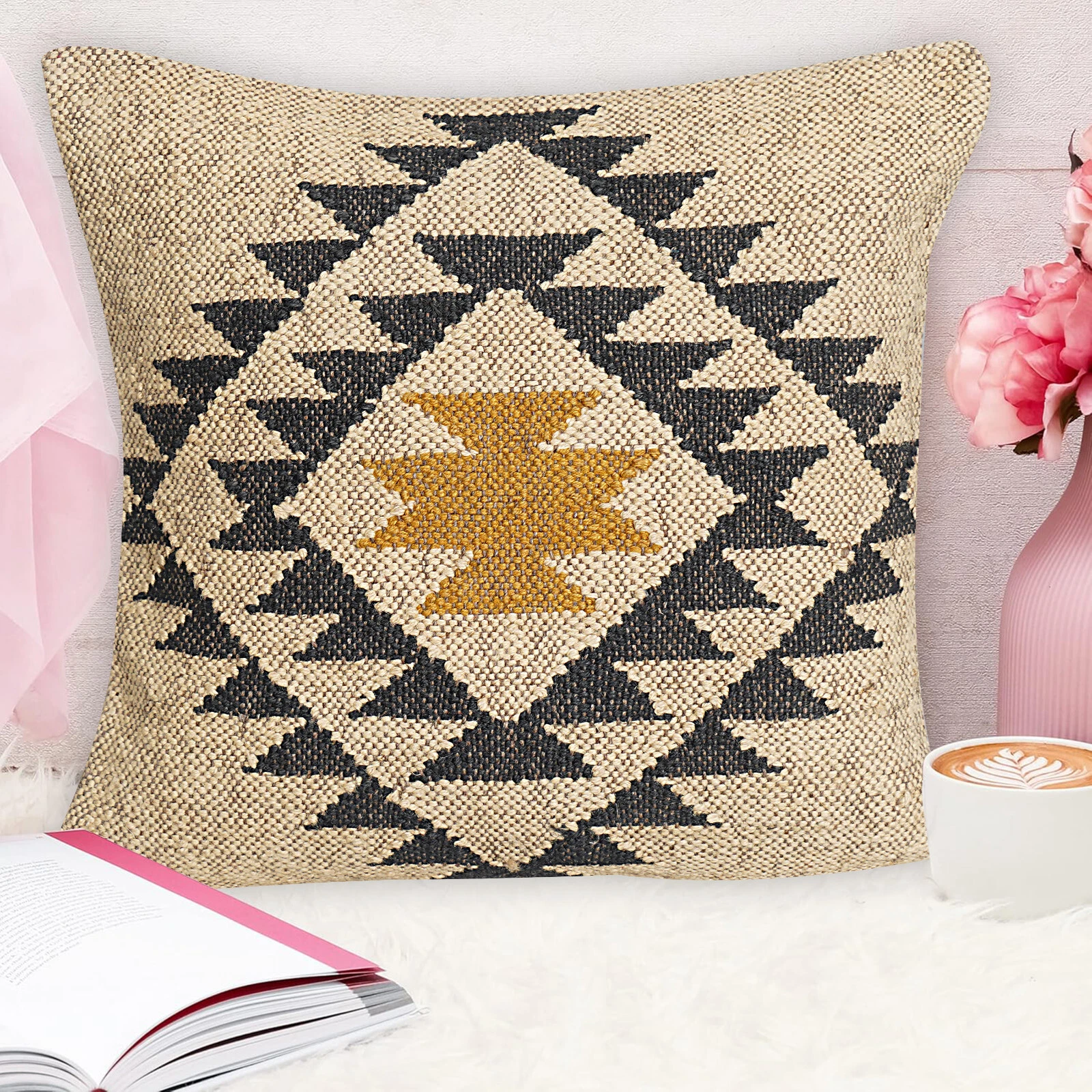 Handmade Jute Throw Kilim Cushion Cover Vintage Jute Rug Pillow Case 18" Square
Opens in a new windo