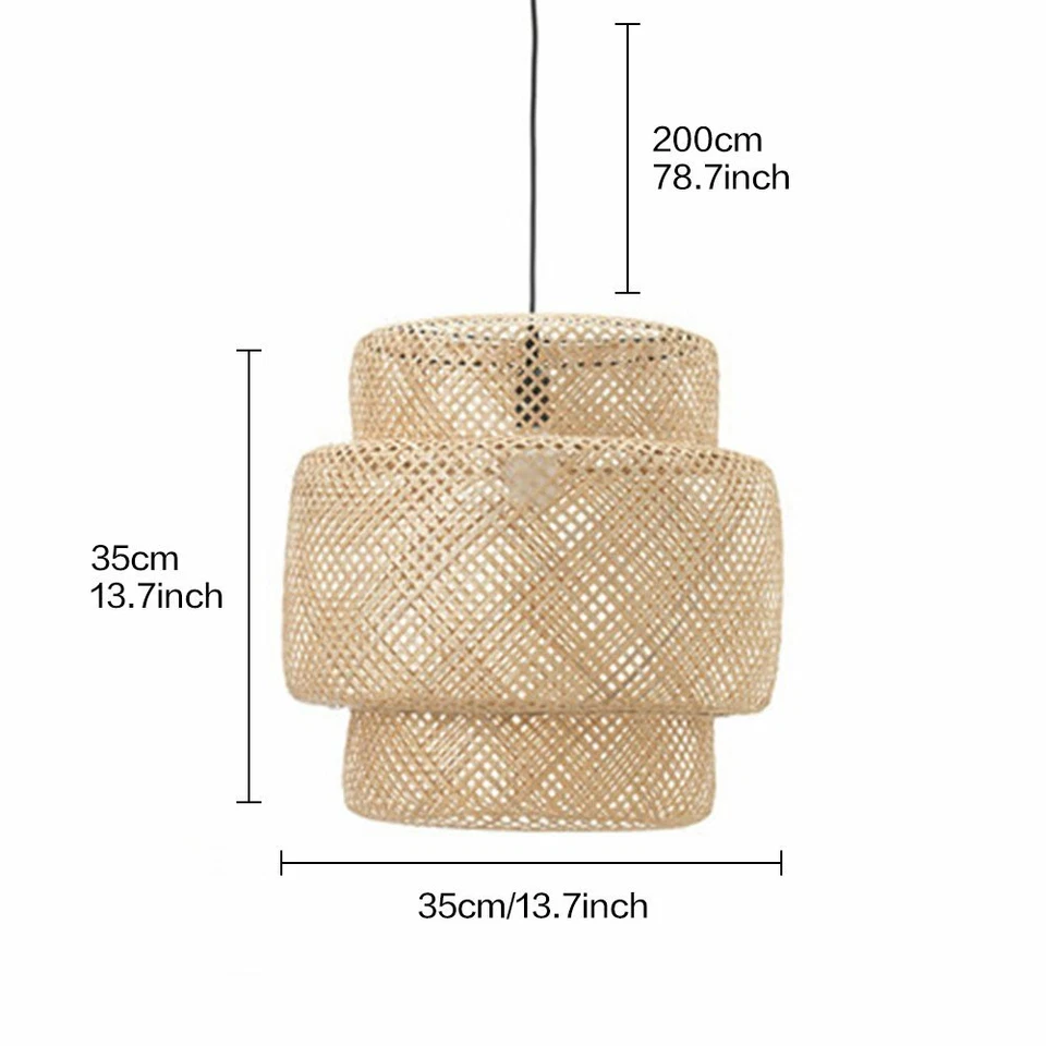 Lámpara colgante de mimbre beige claro lámpara de ratán lámpara colgante tejida Foto 4 de 4