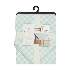 Pioneer Woman Fabric Table Throw Green Gingham 50"W x 50"L 100% Cotton New