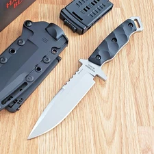 Halfbreed Blades Fixed Knife 5.25" SAN-VG10 Steel Sawback Blade Black G10 Handle