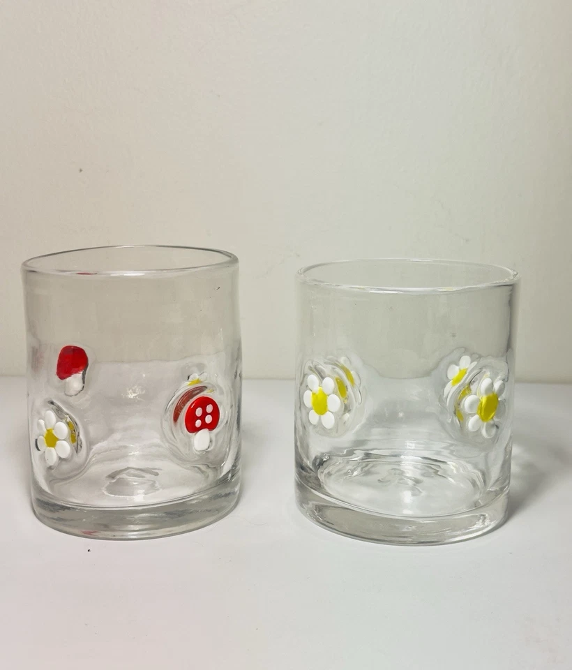 Juego de 2 tazas virales de whisky de vidrio de jugo icono seta margarita estilo anthropologie Foto 2 de 4