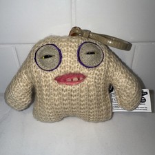 FUGGLER Funny Ugly Plush Monster Keychain Mr Needles White New w/Tags