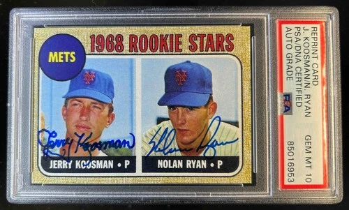 Reprint Card Nolan Ryan Jerry Koosman Certified Auto #177 PSA 10 Auto Grade